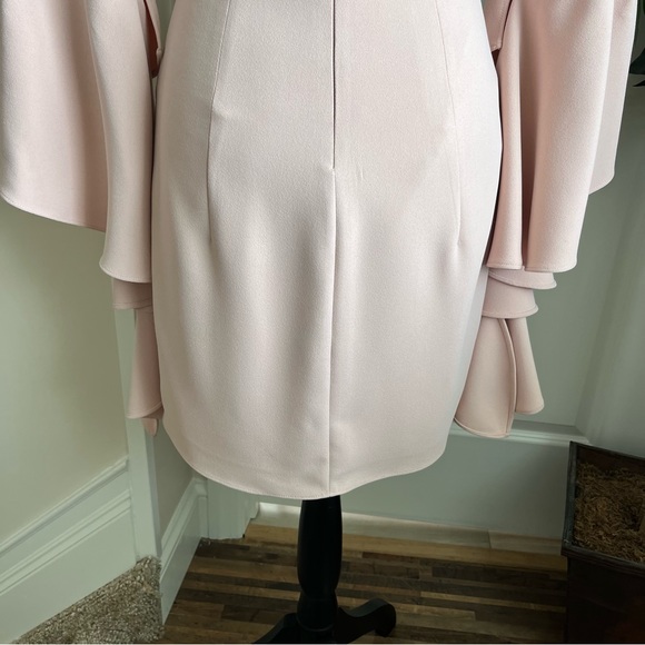 Halston Heritage V-Neck Flounce Sleeve Mini Cocktail Dress Pink Sz 0 - Picture 15 of 16